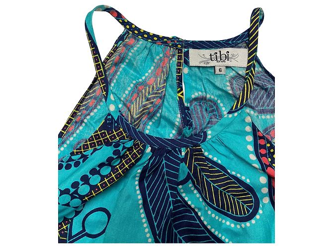 Tibi Halter Neck Patterned Blouse in Multicolor Silk - view 4