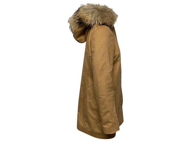 Hugo Boss Abrigo Boss con capucha con ribete de pelo en lana camel amarilla Amarillo Camello - vista 2