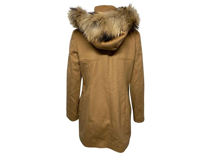 Hugo Boss Abrigo Boss con capucha con ribete de pelo en lana camel amarilla Amarillo Camello - vista 3