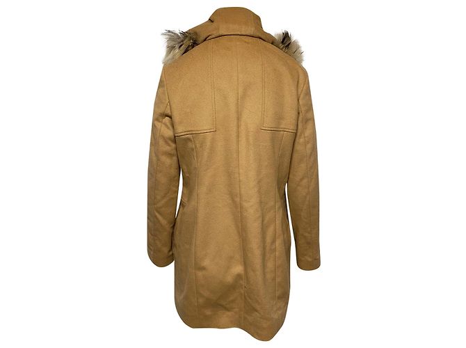 Hugo Boss Abrigo Boss con capucha con ribete de pelo en lana camel amarilla Amarillo Camello - vista 4