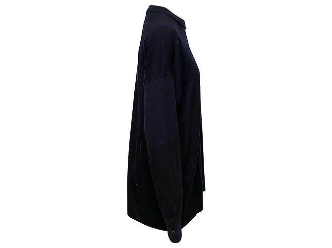 Joseph Langer Pullover mit Reißverschluss vorne aus schwarzer Wolle - Ansicht 2