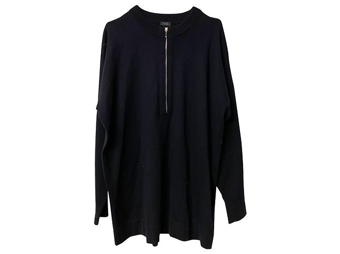 Joseph Langer Pullover mit Reißverschluss vorne aus schwarzer Wolle - Ansicht 4