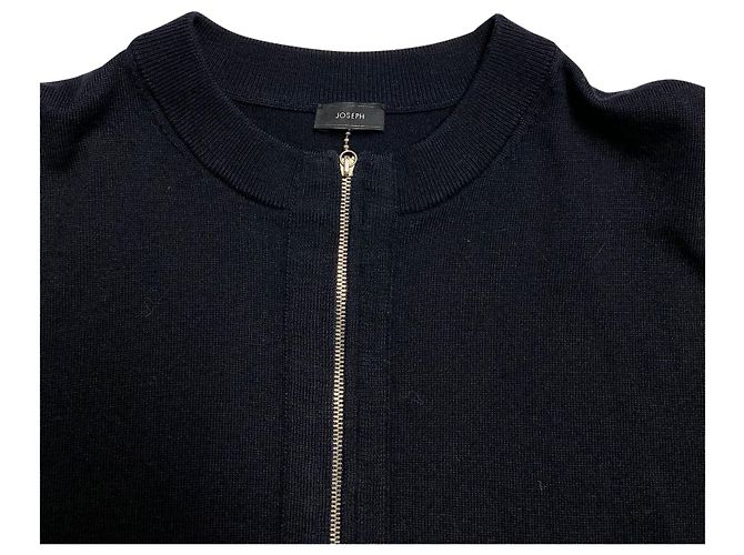 Joseph Langer Pullover mit Reißverschluss vorne aus schwarzer Wolle - Ansicht 6