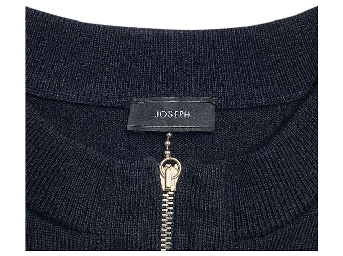 Joseph Langer Pullover mit Reißverschluss vorne aus schwarzer Wolle - Ansicht 7