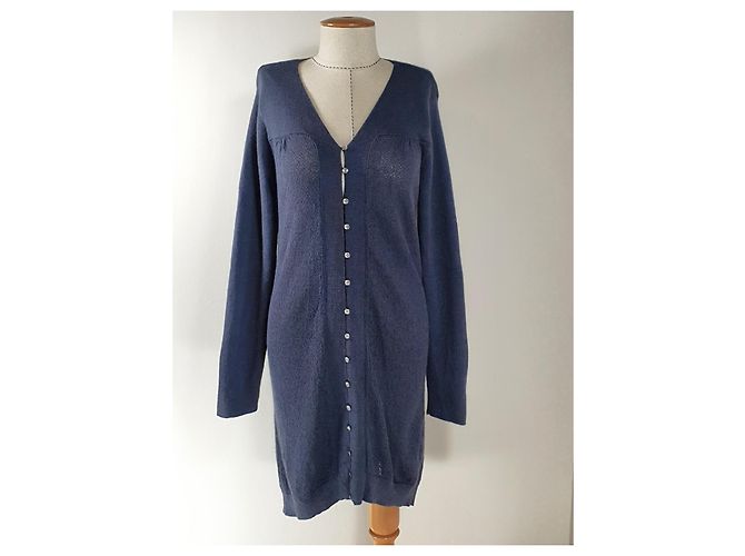Autre Marque Aymara Langer Cardigan Blau meliert Cashlama - Ansicht 2