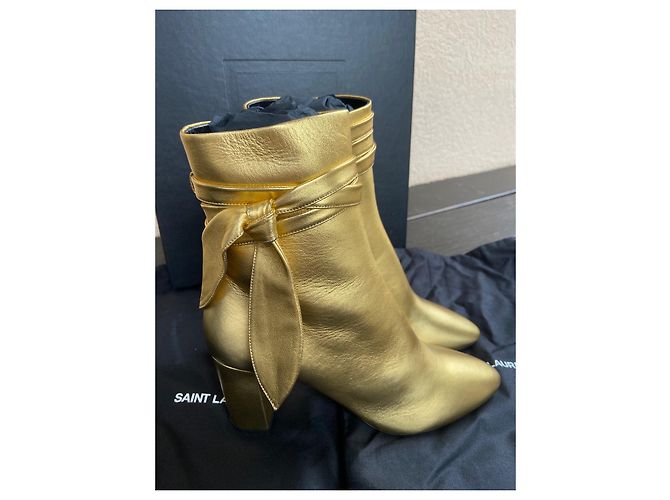 Botas Yves Saint Laurent Lou de piel dorada Dorado - vista 2