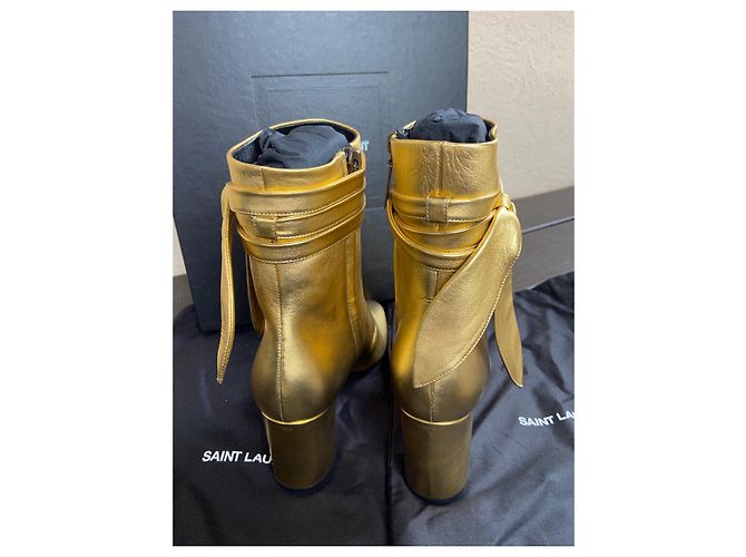 Botas Yves Saint Laurent Lou de piel dorada Dorado - vista 3