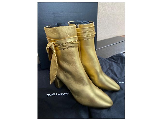 Botas Yves Saint Laurent Lou de piel dorada Dorado - vista 7