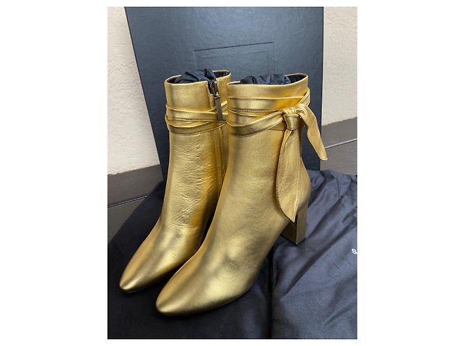 Botas Yves Saint Laurent Lou de piel dorada Dorado - vista 9