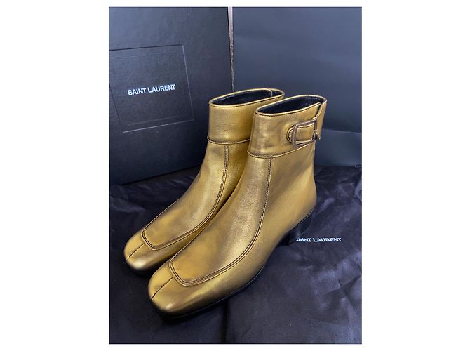 Yves Saint Laurent Miles 30 Matt Botines de piel dorada - vista 3