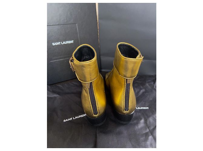 Yves Saint Laurent Miles 30 Matt Botines de piel dorada - vista 4
