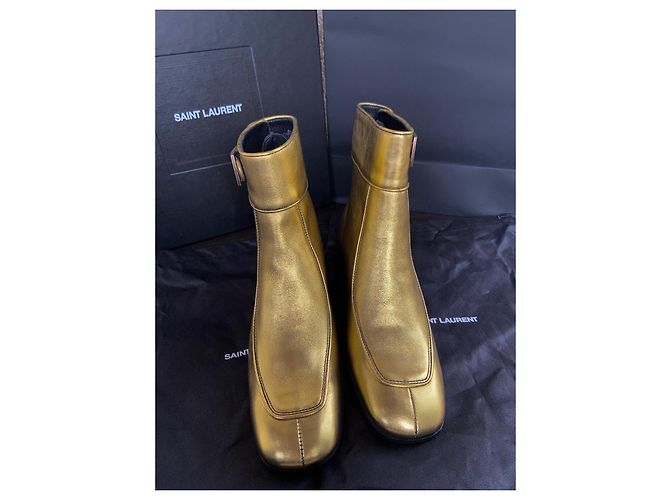 Yves Saint Laurent Miles 30 Matt Botines de piel dorada - vista 7