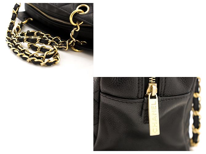 Bolsa de ombro CHANEL com corrente de caviar sacola de compras preta acolchoada Preto - vista 7