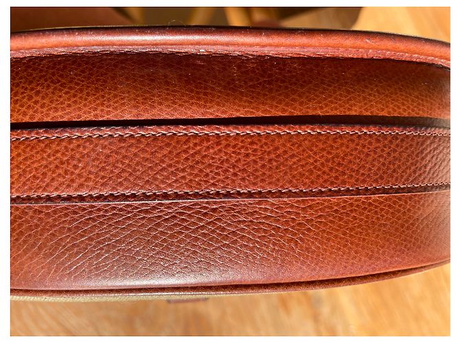 Balle de Golf Hermès Borsa per palline da golf in tela verde e pelle marrone Cachi - vista 13