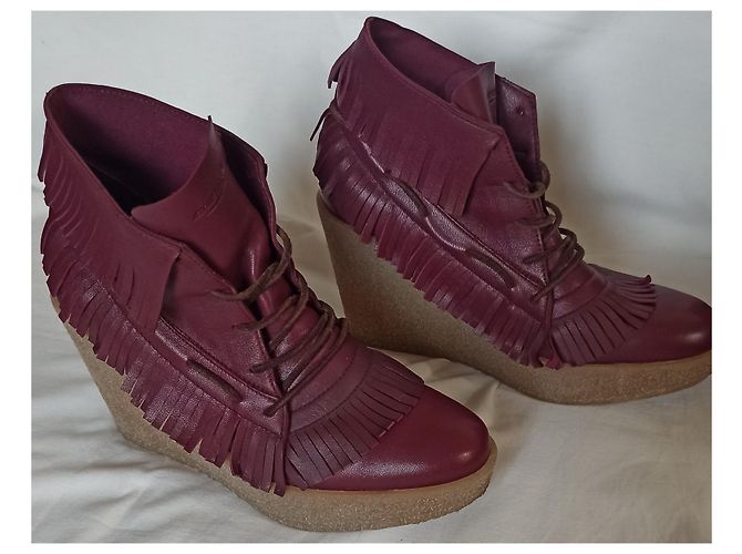 Stivali con zeppa Jerome Dreyfuss Dakota con lacci Rosso Bordeaux Bordò - vista 4