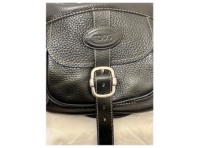 Borsa a spalla Tod's grande a grana nera Nero - vista 3