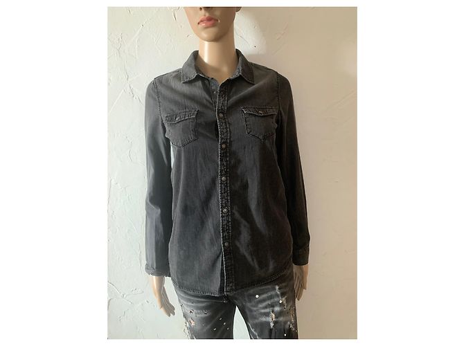 Camisa Ikks de algodón gris S - vista 2