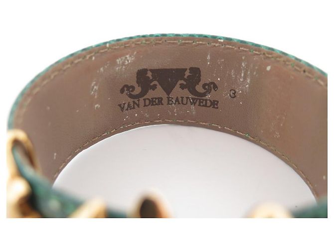VAN DER BAUWEDE ARMBAND EFEU VERGOLDET MANSCHETTE + 2 EIDECHSEN-LEDER-BINDUNGEN Golden - Ansicht 15
