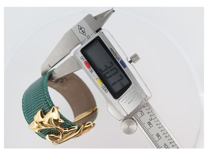 VAN DER BAUWEDE ARMBAND EFEU VERGOLDET MANSCHETTE + 2 EIDECHSEN-LEDER-BINDUNGEN Golden - Ansicht 19
