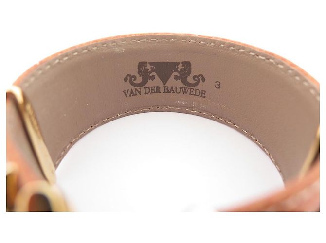 VAN DER BAUWEDE ARMBAND EFEU VERGOLDET MANSCHETTE + 2 EIDECHSEN-LEDER-BINDUNGEN Golden - Ansicht 3
