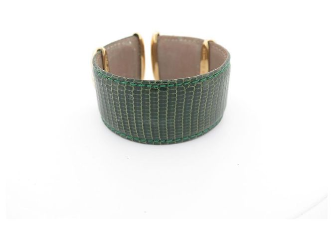 VAN DER BAUWEDE ARMBAND EFEU VERGOLDET MANSCHETTE + 2 EIDECHSEN-LEDER-BINDUNGEN Golden - Ansicht 6