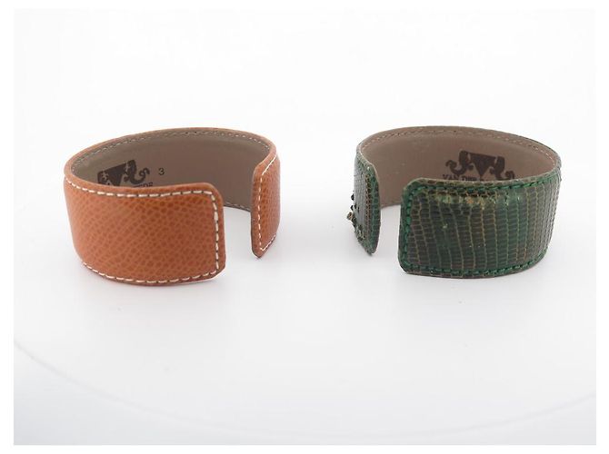 VAN DER BAUWEDE ARMBAND EFEU VERGOLDET MANSCHETTE + 2 EIDECHSEN-LEDER-BINDUNGEN Golden - Ansicht 13