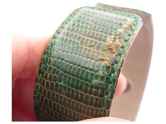 VAN DER BAUWEDE ARMBAND EFEU VERGOLDET MANSCHETTE + 2 EIDECHSEN-LEDER-BINDUNGEN Golden - Ansicht 15