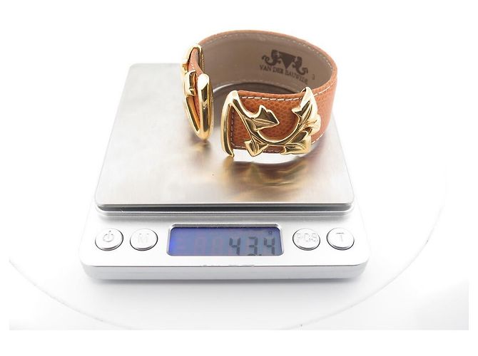 VAN DER BAUWEDE ARMBAND EFEU VERGOLDET MANSCHETTE + 2 EIDECHSEN-LEDER-BINDUNGEN Golden - Ansicht 16
