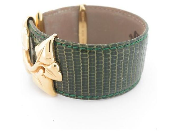 VAN DER BAUWEDE ARMBAND EFEU VERGOLDET MANSCHETTE + 2 EIDECHSEN-LEDER-BINDUNGEN Golden - Ansicht 7