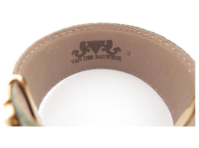 VAN DER BAUWEDE ARMBAND EFEU VERGOLDET MANSCHETTE + 2 EIDECHSEN-LEDER-BINDUNGEN Golden - Ansicht 8