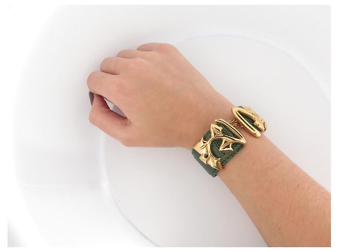 BRACCIALE VAN DER BAUWEDE BRACCIALE IVY VERMEIL E BRACCIALE IN PELLE LUCERTOLA VERDE D'oro - vista 10