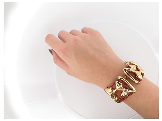 NOVA PULSEIRA VAN DER BAUWEDE IVY T PULSEIRA3 PLACA DE OURO E COURO DE LAGARTO - vista 10