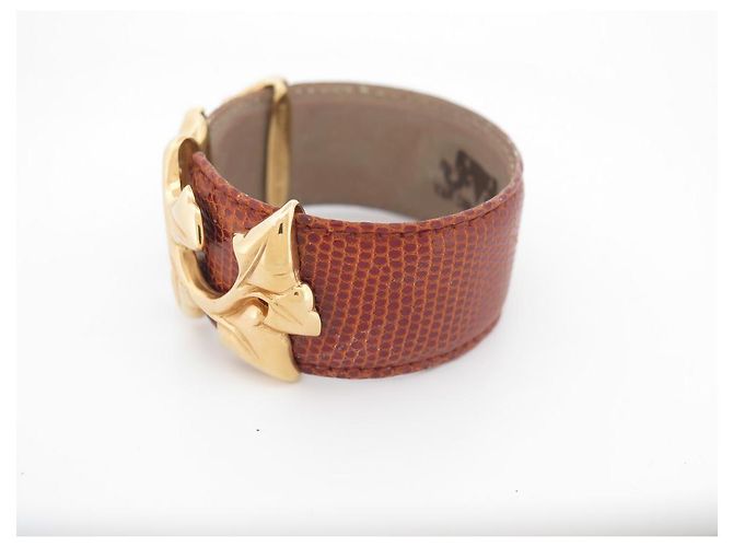 NOVA PULSEIRA VAN DER BAUWEDE IVY T PULSEIRA3 PLACA DE OURO E COURO DE LAGARTO - vista 2