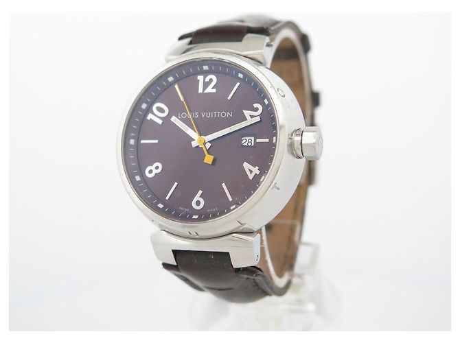 RELÓGIO Q DE TAMBOR LOUIS VUITTON1111 39 MM QUARTZO AÇO E COURO + CAIXA Prata - vista 2