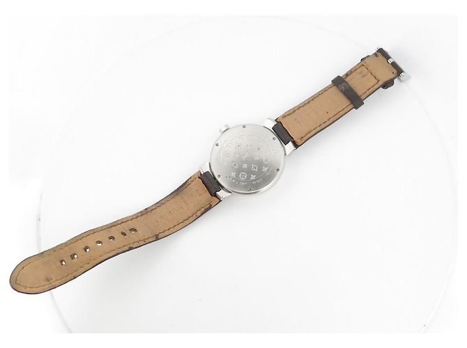 RELÓGIO Q DE TAMBOR LOUIS VUITTON1111 39 MM QUARTZO AÇO E COURO + CAIXA Prata - vista 3