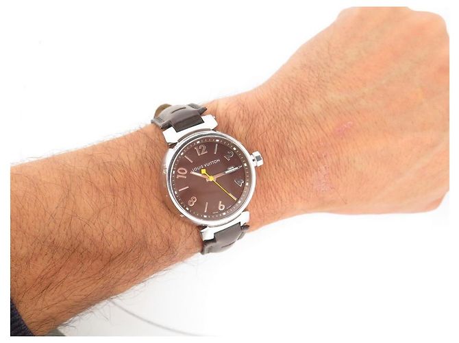 RELÓGIO Q DE TAMBOR LOUIS VUITTON1111 39 MM QUARTZO AÇO E COURO + CAIXA Prata - vista 7