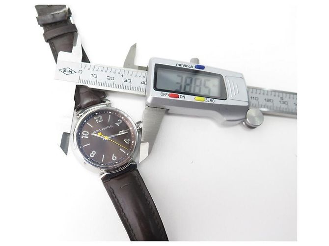 RELÓGIO Q DE TAMBOR LOUIS VUITTON1111 39 MM QUARTZO AÇO E COURO + CAIXA Prata - vista 8