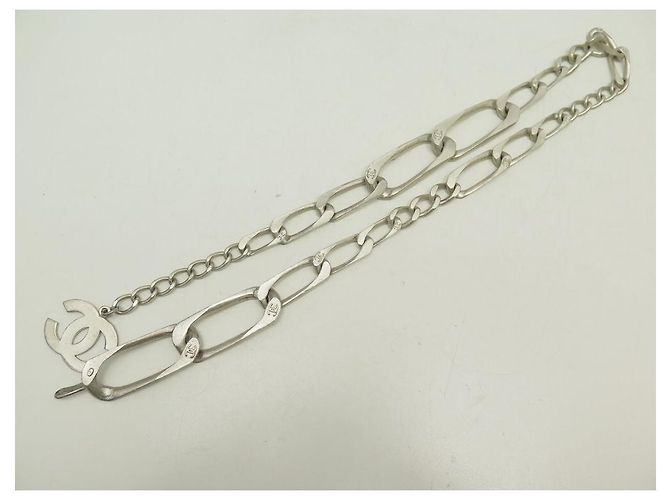 CHANEL GÜRTEL BREITE KETTE LOGO CC T 80 90 SILBERGLIEDER + GÜRTELKASTEN - Ansicht 2