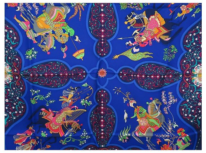 Hermès HERMES SCIARPA PERSIANO DI POESIA JULIE ABADIE CARRE 90 SETA SCIARPA IN SETA BLU - vista 3