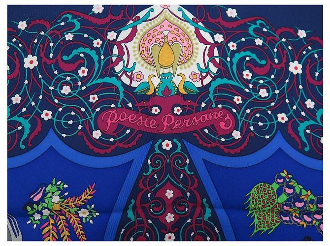 Hermès HERMES SCIARPA PERSIANO DI POESIA JULIE ABADIE CARRE 90 SETA SCIARPA IN SETA BLU - vista 5