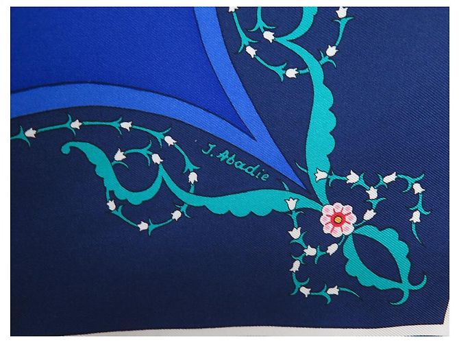 Hermès HERMES SCIARPA PERSIANO DI POESIA JULIE ABADIE CARRE 90 SETA SCIARPA IN SETA BLU - vista 7
