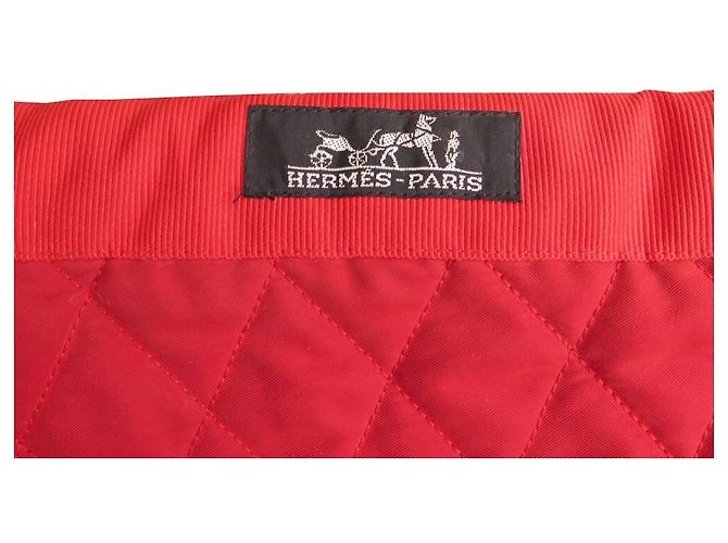 Hermès NEUF HERMES COUVERTURE DE PRESENTATION MATELASSE CHEVAL EN COTON ROUGE NEW - vue 3