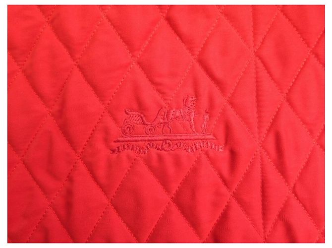 Hermès NEUF HERMES COUVERTURE DE PRESENTATION MATELASSE CHEVAL EN COTON ROUGE NEW - vue 6