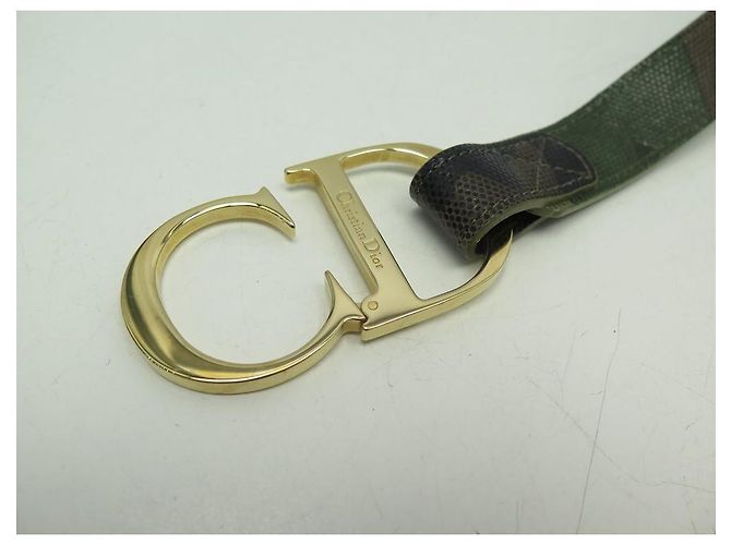 SELTENER CHRISTIAN DIOR LOGO CD T GÜRTEL80 KHAKI GÜRTEL AUS GENARBTEM LEDER - vista 3