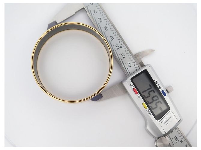 Hermès BRACCIALE HERMES STAMPATO STELLA LUNA GRANDE BANGLE SMALTATO BLU E BLU DORATO - vista 6