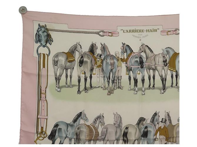 Hermès SCIARPA HERMES VINTAGE L DORSO LEDOUX CARRE 90 SCIARPA SLIK IN SETA ROSA - vista 2