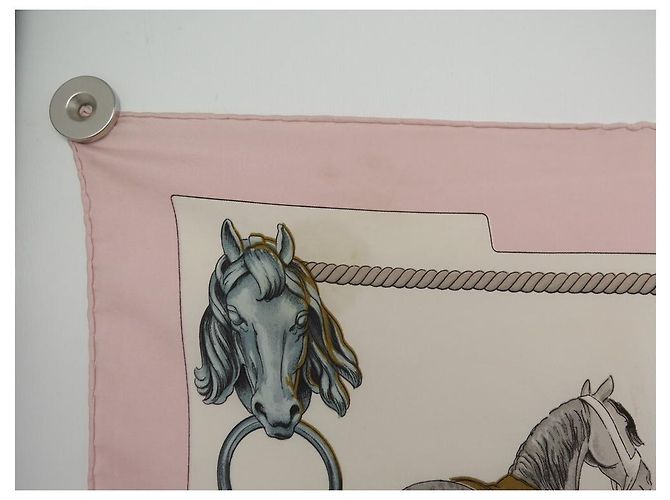 Hermès SCIARPA HERMES VINTAGE L DORSO LEDOUX CARRE 90 SCIARPA SLIK IN SETA ROSA - vista 6