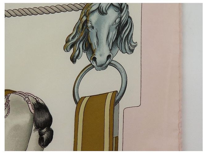 Hermès SCIARPA HERMES VINTAGE L DORSO LEDOUX CARRE 90 SCIARPA SLIK IN SETA ROSA - vista 7