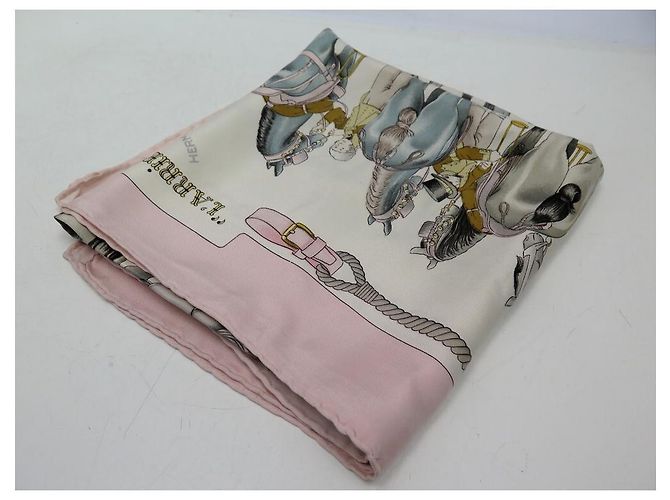 Hermès SCIARPA HERMES VINTAGE L DORSO LEDOUX CARRE 90 SCIARPA SLIK IN SETA ROSA - vista 8