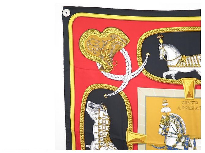 Hermès SCIARPA VINTAGE HERMES GRAND APPARAT JACQUES EUDEL CARRE 90 Sciarpa seta Nero - vista 2